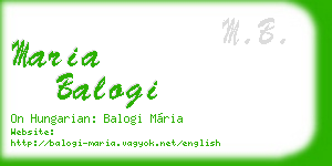 maria balogi business card